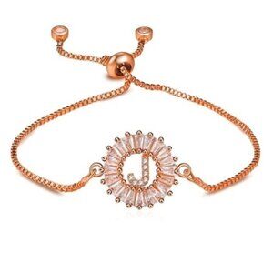 Letter "J" Initial Letter Rose Gold Bracelet
